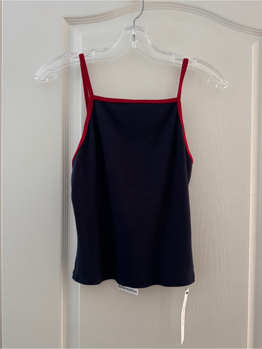 Reformation Ribbed tank dark blue navy red low back new nwt - Picture 2 of 7